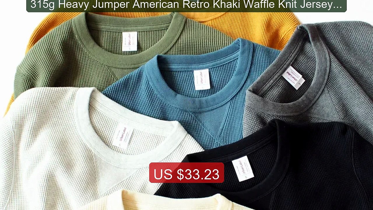 315g Heavy Jumper American Retro Khaki Waffle Knit Jersey Cotton N... -- Best Deal 2026 | Shop Now!