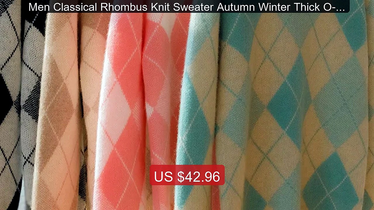 Men Classical Rhombus Knit Sweater Autumn Winter Thick O-neck ... -- Hot Deal 2026 | Limited Offer!