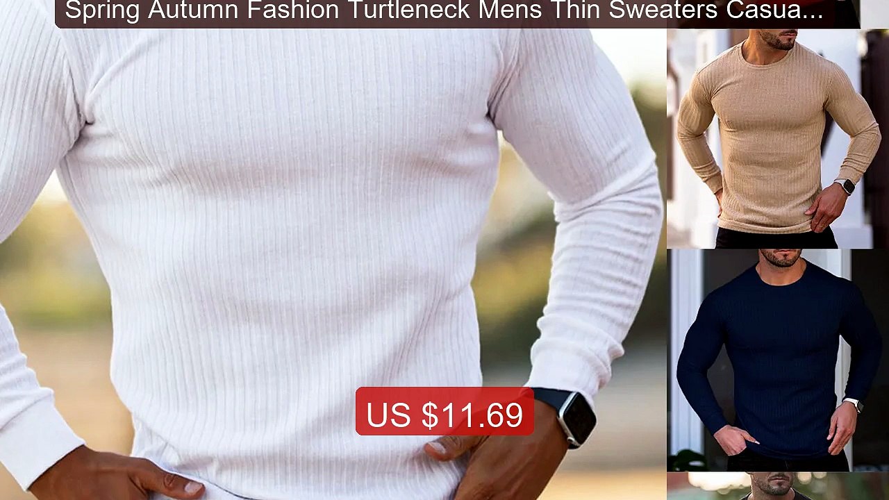 Spring Autumn Fashion Turtleneck Mens Thin Sweaters Casual Ro... -- Amazing Value 2026 | Must Have!