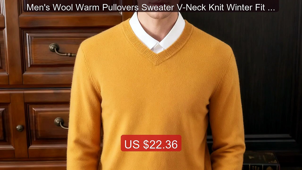 Men's Wool Warm Pullovers Sweater V-Neck Knit Winter Fit Tops Male... -- Best Deal 2026 | Shop Now!