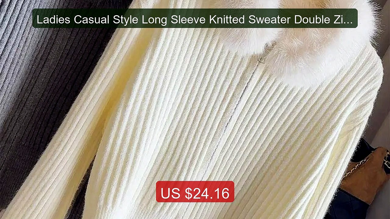 Ladies Casual Style Long Sleeve Knitted Sweater Double Zipper ... -- Best Buy 2026 | Great Quality!