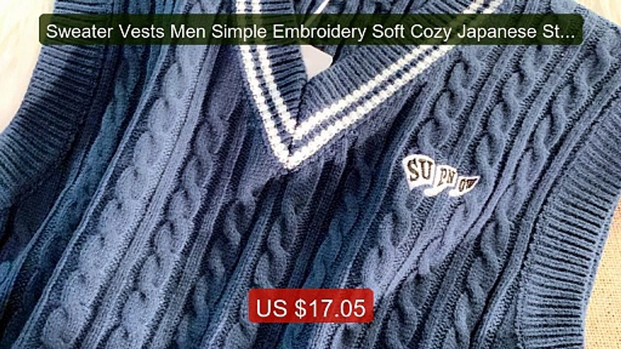 Sweater Vests Men Simple Embroidery Soft Cozy Japanese Styl... -- Top Pick 2026 | Unbeatable Price!