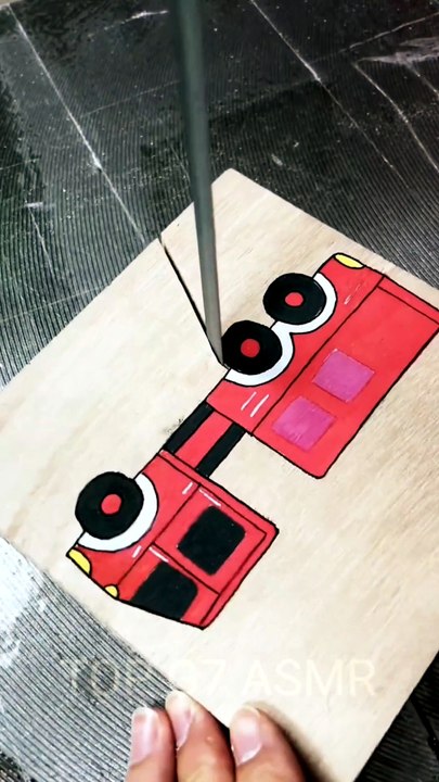 ​Deeply Relaxing Wood Carving Art: Red Fire Truck Vehicle Drawing 🚨 | Top G7 ASMR