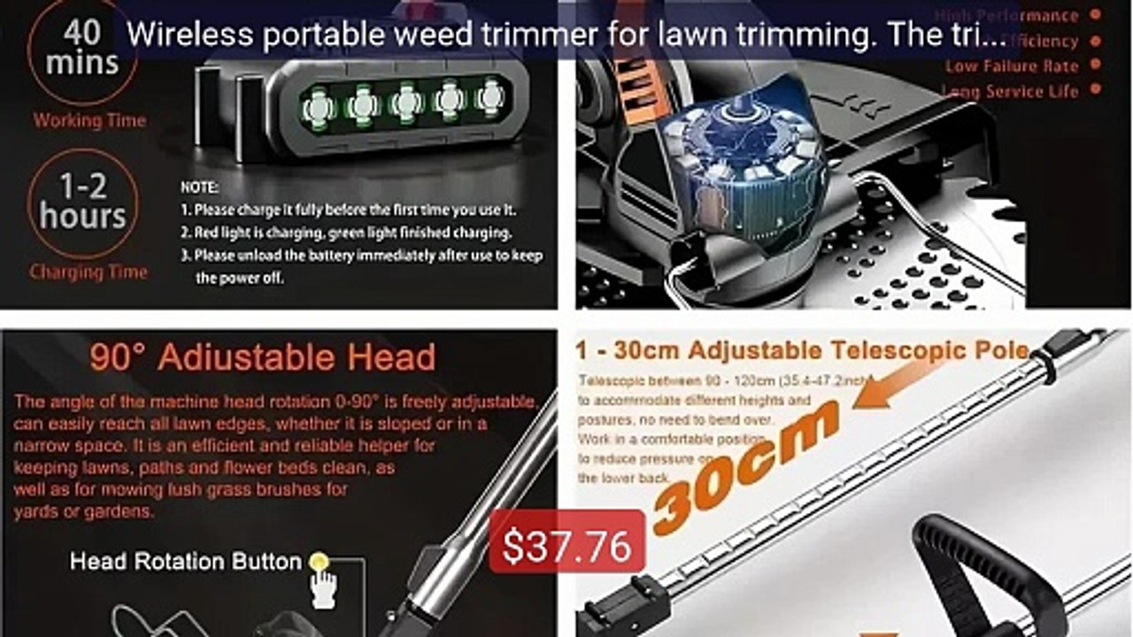 Wireless portable weed trimmer for lawn trimming. The trimm... -- Top Pick 2026 | Unbeatable Price!