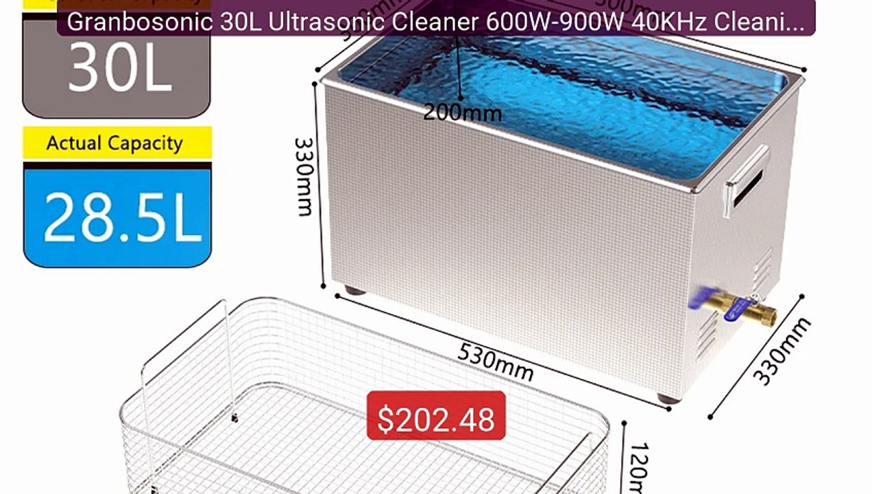 Granbosonic 30L Ultrasonic Cleaner 600W-900W 40KHz Cleanig Mac... -- Best Buy 2026 | Great Quality!