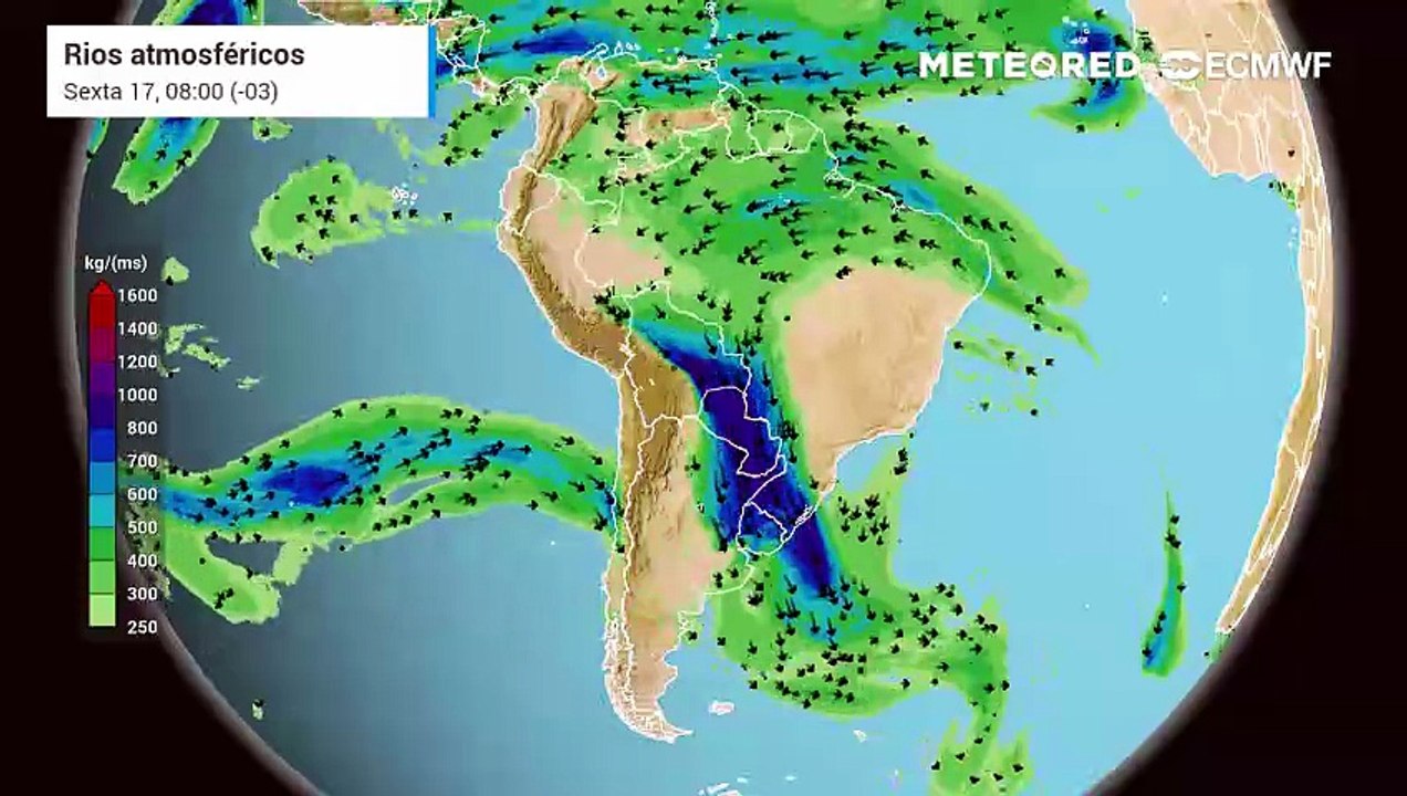 Quarta-feira, 14 de Julho: 2 rios atmosféricos atingem a América do Sul simultaneamente