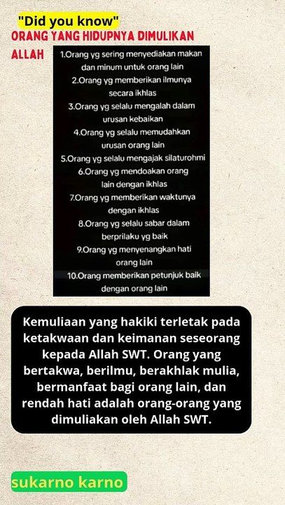 Kriteria Orang yang Dimuliakan Allah SWT
