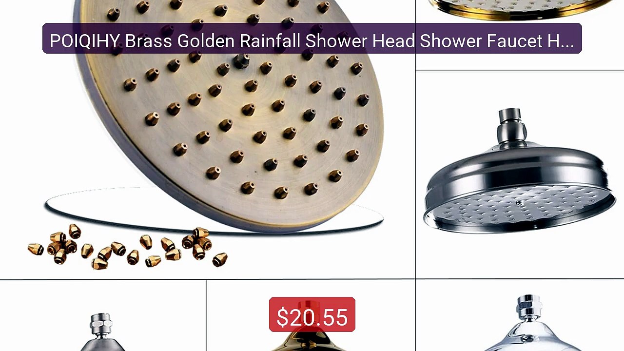 POIQIHY Brass Golden Rainfall Shower Head Shower Faucet Head Bathro... -- Top Rated 2026 | Buy Now!