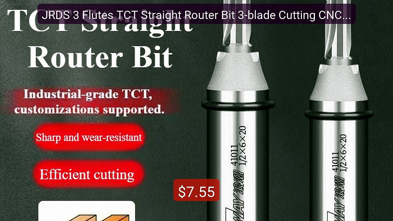 JRDS 3 Flutes TCT Straight Router Bit 3-blade C...