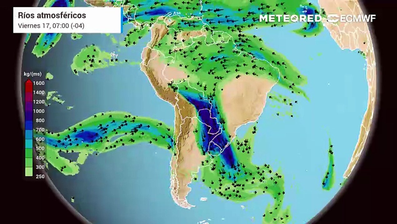 Pronóstico de ríos atmosféricos: Martes 14 de julio