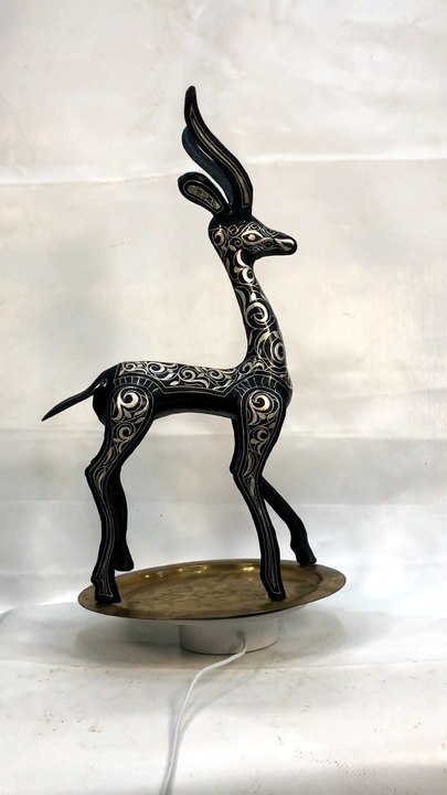 Handmade Damascene Gazelle Sculpture – Silver I...