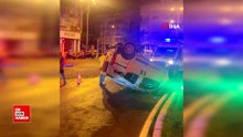 Tekirdağ'da dönel kavşakta araç takla attı sürücü firar etti
