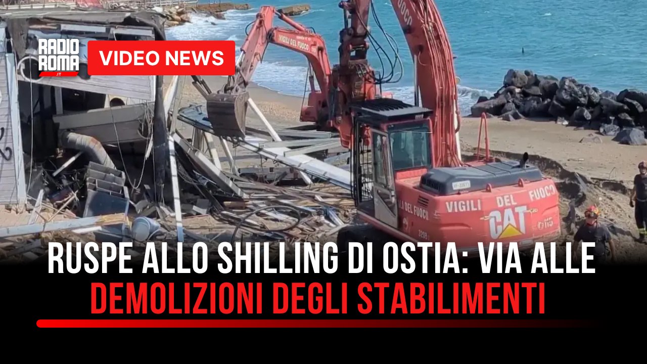 Ruspe allo Shilling di Ostia: via alle demolizioni degli stabilimenti distrutti dalle mareggiate