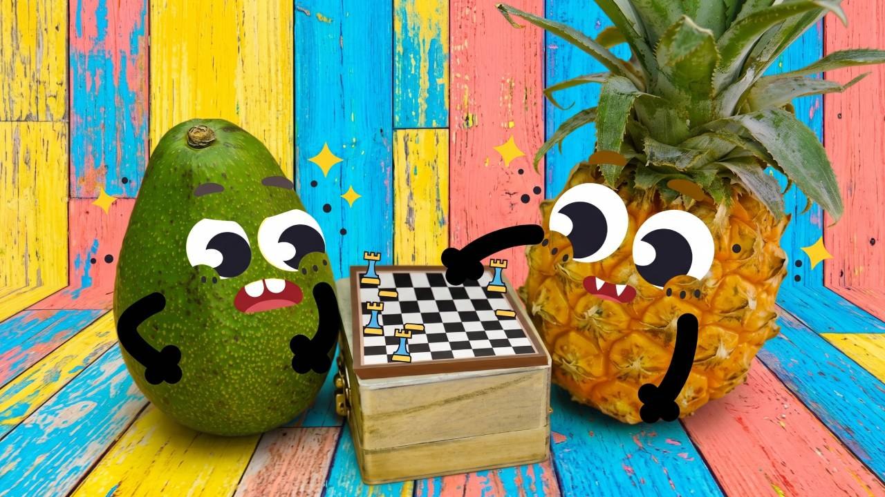 Fruit Frenzy: Avocado vs. Pineapple Chess Showdown!