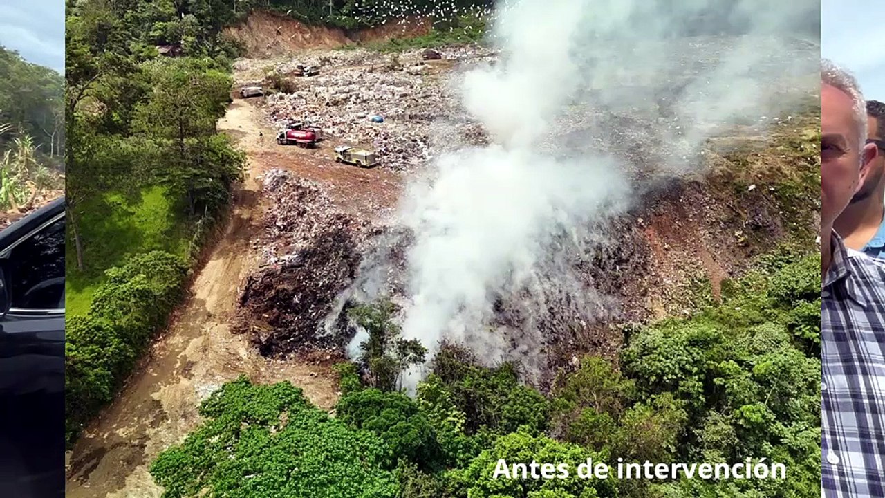 DO Sostenible y el Ayuntamiento realizan cierre técnico en el vertedero de Jarabacoa; incendio está casi extinguido