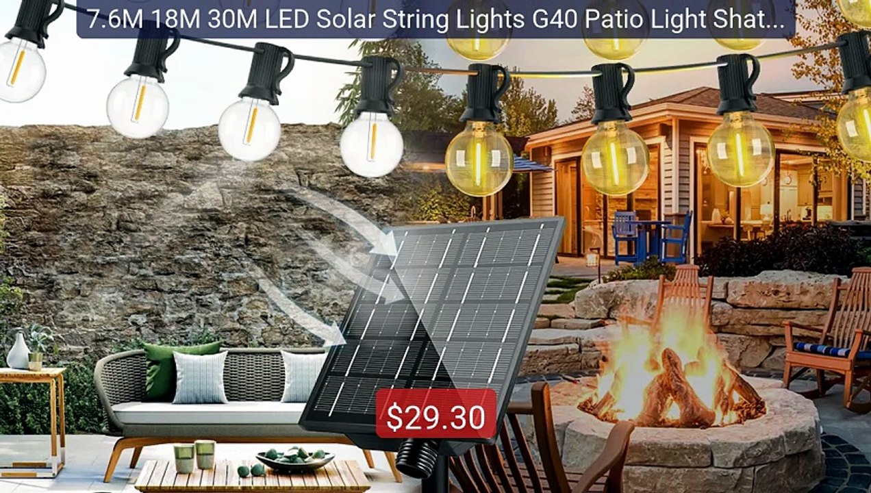 7.6M 18M 30M LED Solar String Lights G40 Patio Light Shatte... -- Top Pick 2026 | Unbeatable Price!
