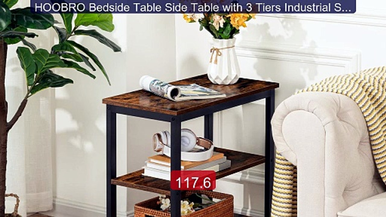 HOOBRO Bedside Table Side Table with 3 Tiers Industrial Style... -- Amazing Value 2026 | Must Have!