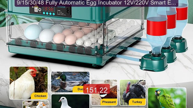 9/15/30/48 Fully Automatic Egg Incubator 12V/220V Smart Egg Tu... Best Buy 2026 | Great Quality!
