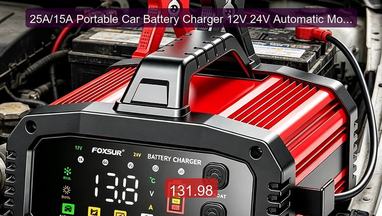 25A/15A Portable Car Battery Charger 12V 24V Automatic Motorcy... -- Best Buy 2026 | Great Quality!