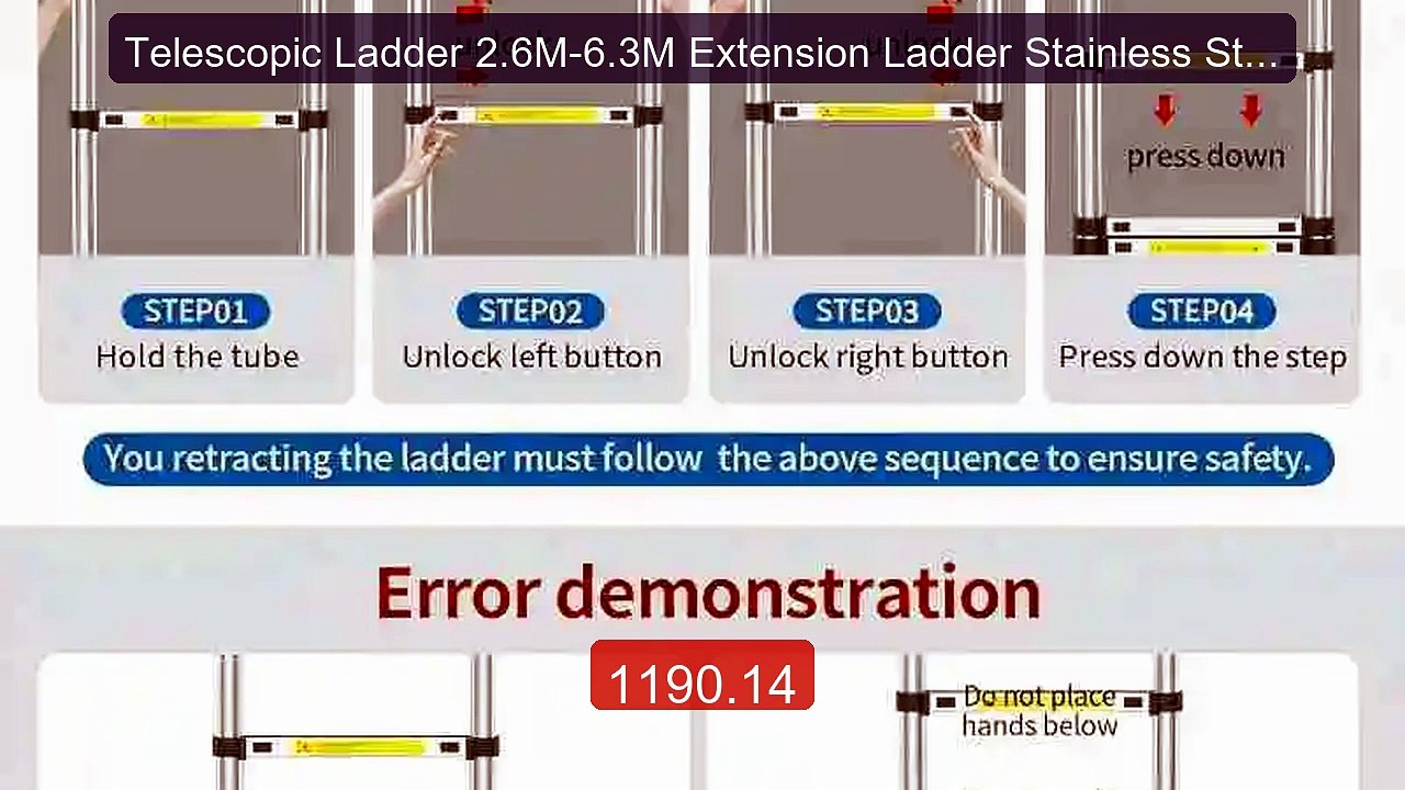 Telescopic Ladder 2.6M-6.3M Extension Ladder Stainless Stee... -- Top Pick 2026 | Unbeatable Price!