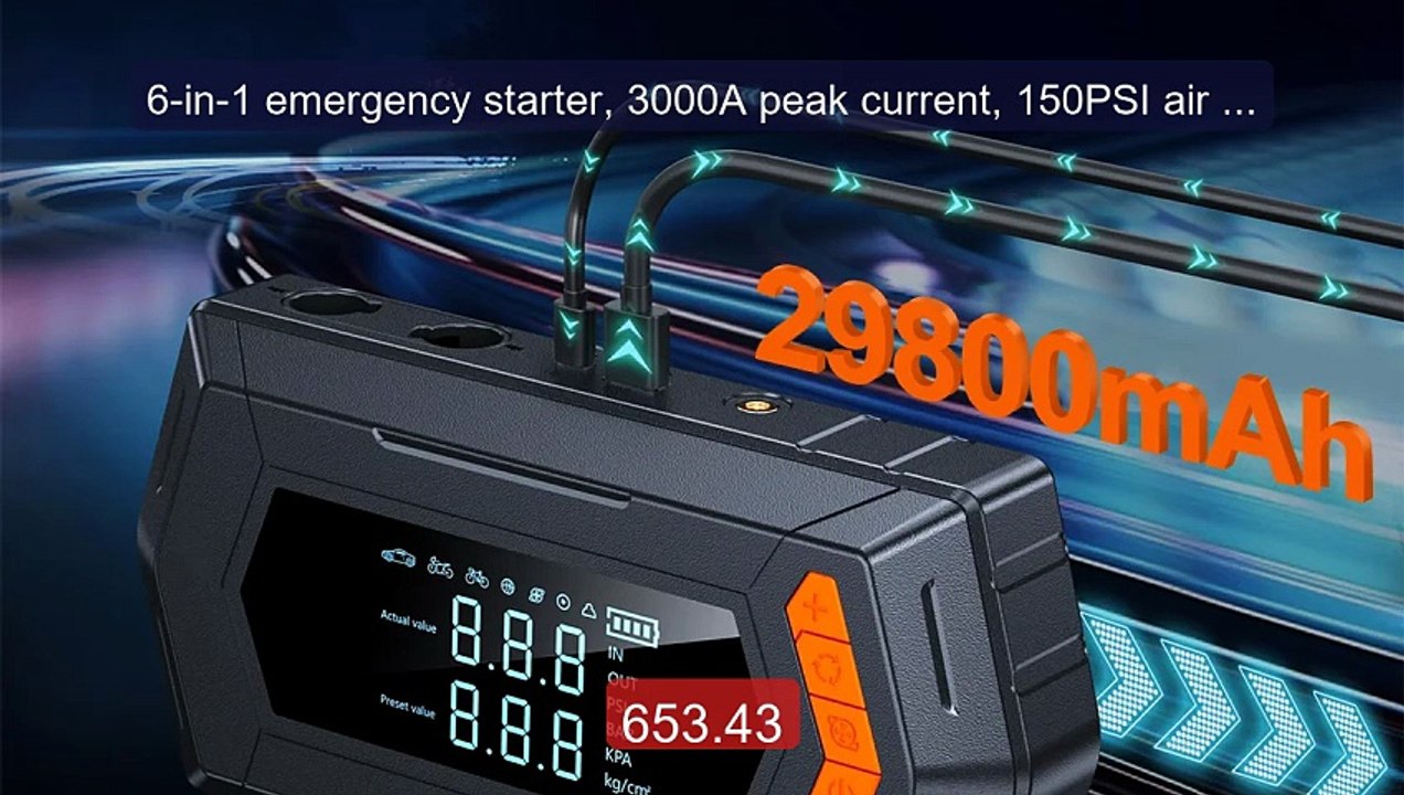 6-in-1 emergency starter, 3000A peak current, 150PSI air pump,... -- Best Buy 2026 | Great Quality!
