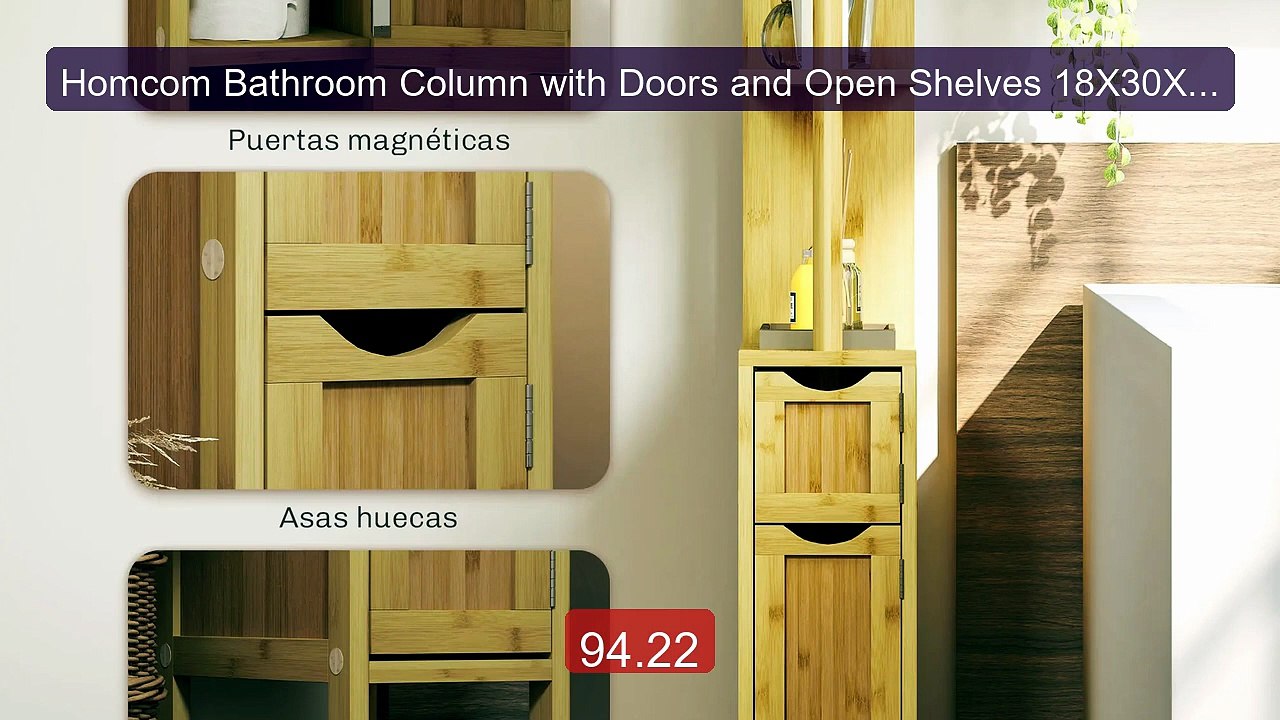 Homcom Bathroom Column with Doors and Open Shelves 18X30X120 cm Na... -- Best Deal 2026 | Shop Now!