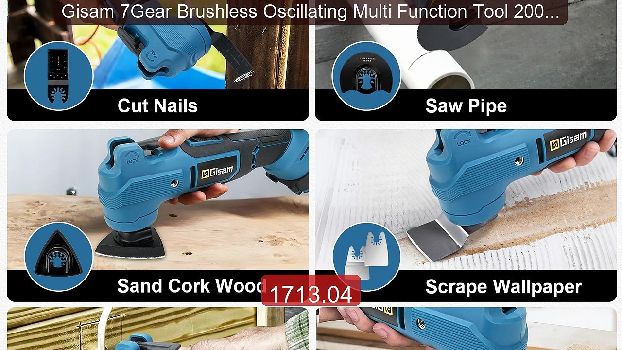 Gisam 7Gear Brushless Oscillating Multi Function Tool 20000OP... -- Amazing Value 2026 | Must Have!