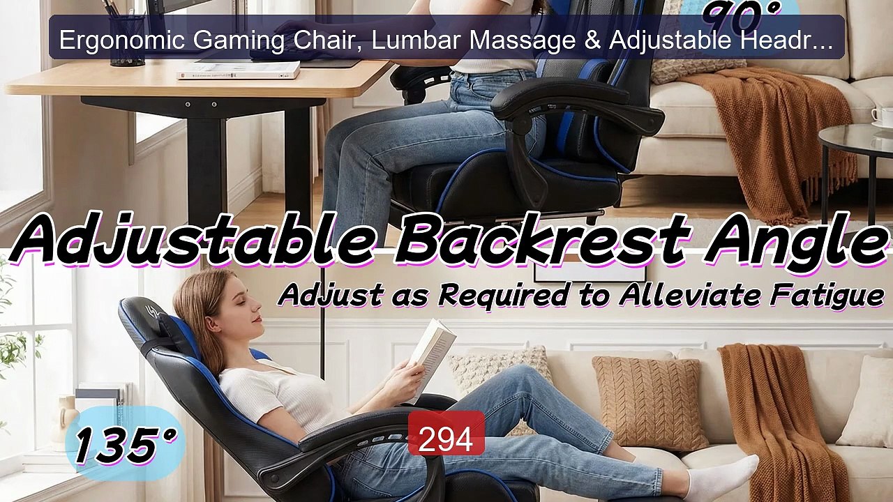 Ergonomic Gaming Chair, Lumbar Massage & Adjustable Headrest, ... -- Hot Deal 2026 | Limited Offer!