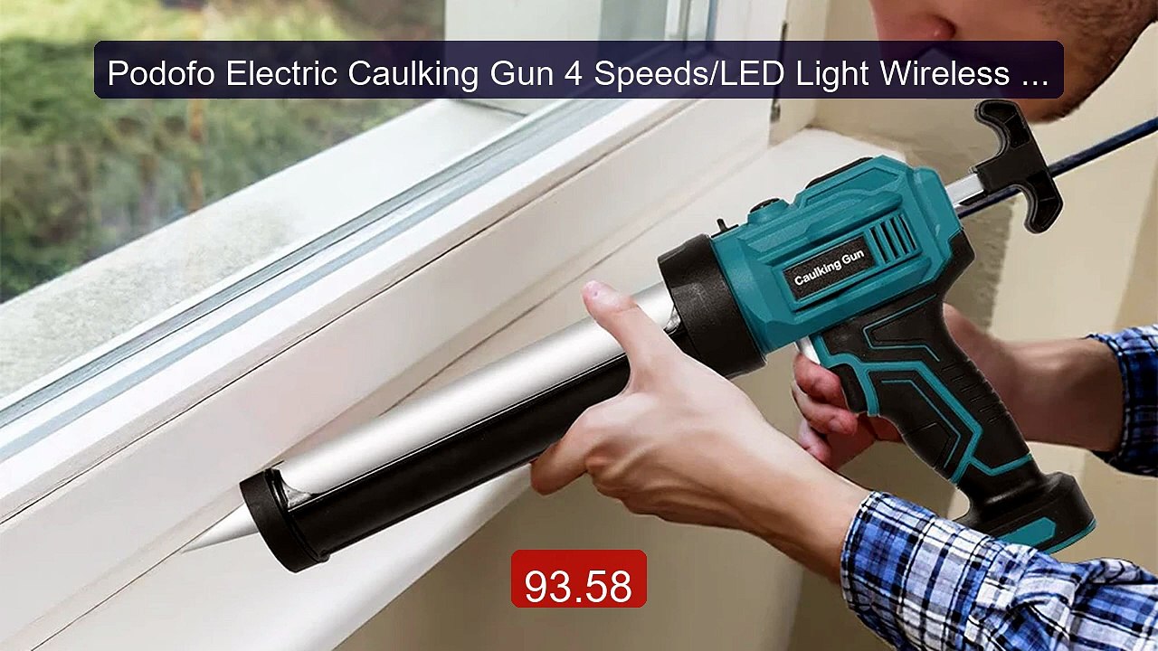 Podofo Electric Caulking Gun 4 Speeds/LED Light Wireless Glas... -- Amazing Value 2026 | Must Have!