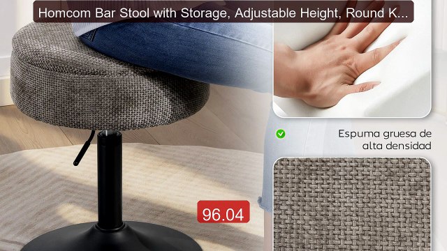 Homcom Bar Stool with Storage, Adjustable Height, Round Kitche... Best Buy 2026 | Great Quality!