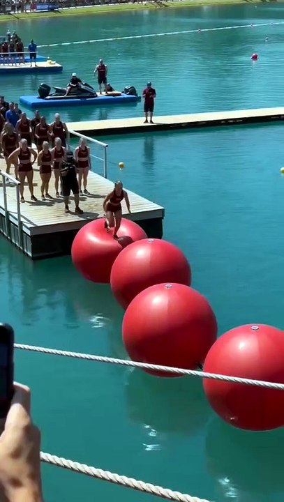 Trying the Impossible Red Ball Challenge 🎈 #parkour #waterpark #pritam