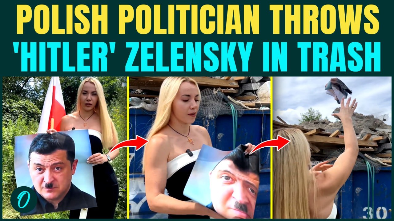 'Hitler Zelensky Is Trash': Polish Politician THROWS Hitler-Style Zelensky Portrait Into TRASH