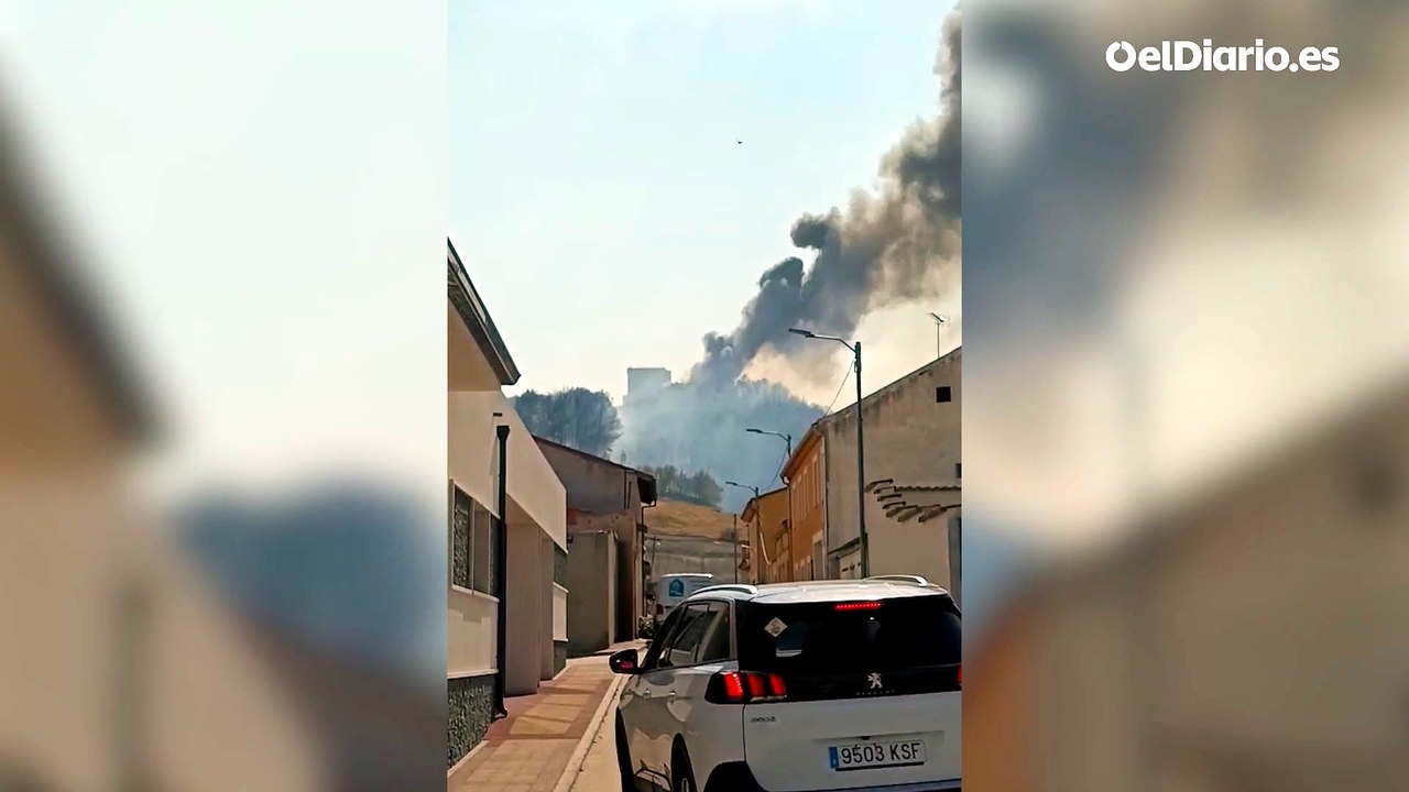 El incendio de Íscar, Valladolid, amenaza a la población