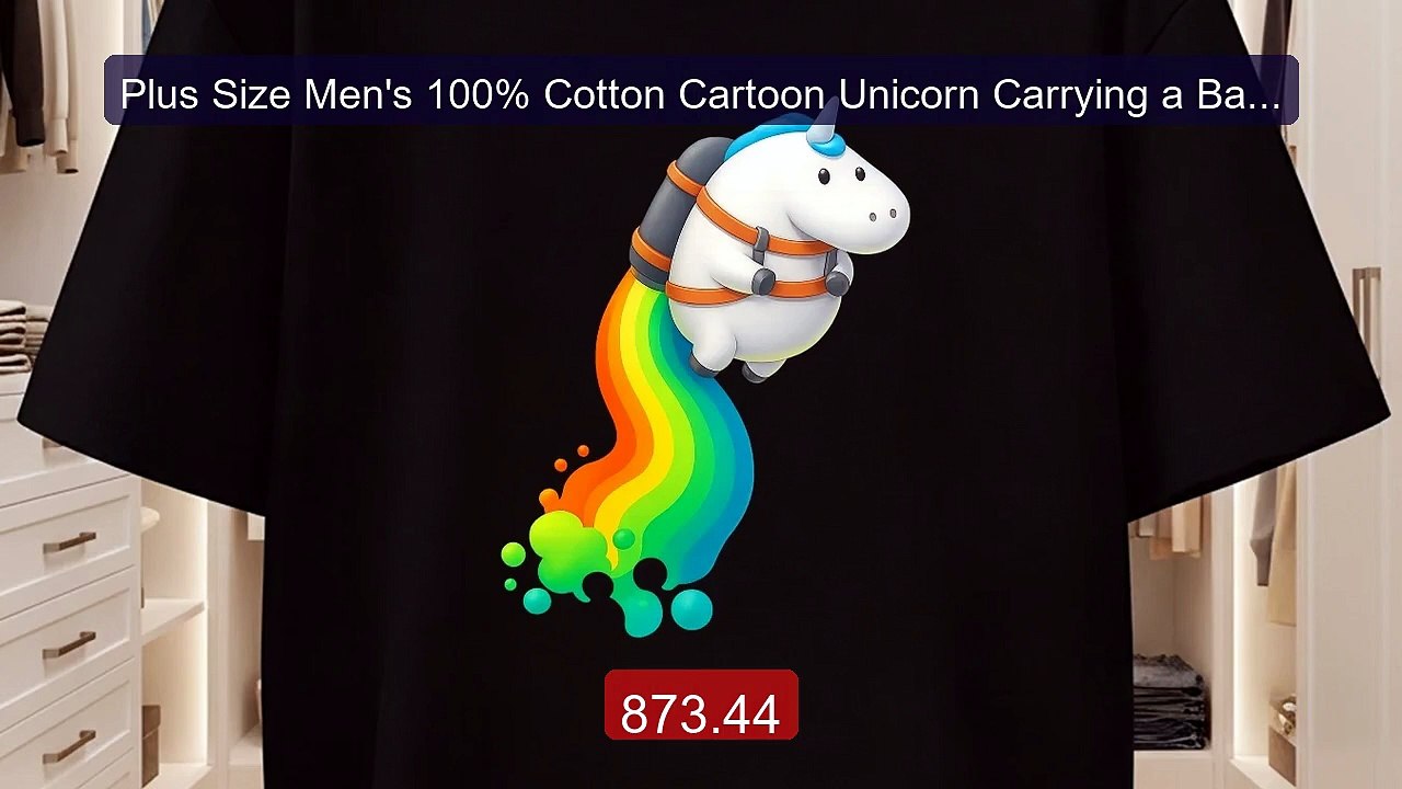 Plus Size Men's 100% Cotton Cartoon Unicorn Carrying a Back... -- Top Pick 2026 | Unbeatable Price!