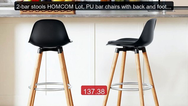 2-bar stools HOMCOM Lot, PU bar chairs with back and foot rest... Hot Deal 2026 | Limited Offer!