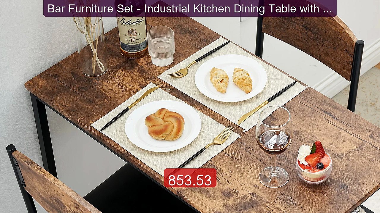 Bar Furniture Set - Industrial Kitchen Dining Table with Wine... -- Amazing Value 2026 | Must Have!