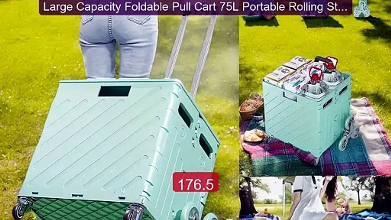 Large Capacity Foldable Pull Cart 75L Portable Rolling Storage... -- Best Buy 2026 | Great Quality!
