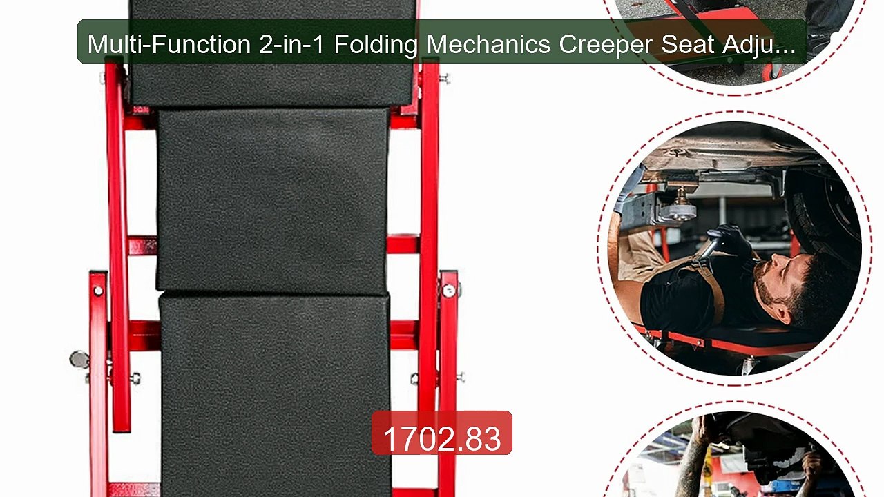 Multi-Function 2-in-1 Folding Mechanics Creeper Seat Adjust... -- Top Pick 2026 | Unbeatable Price!