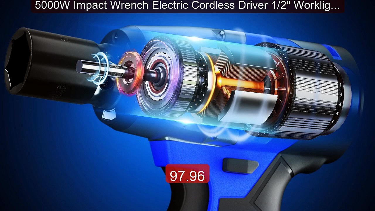 5000W Impact Wrench Electric Cordless Driver 1/2" Worklight Ca... -- Hot Deal 2026 | Limited Offer!