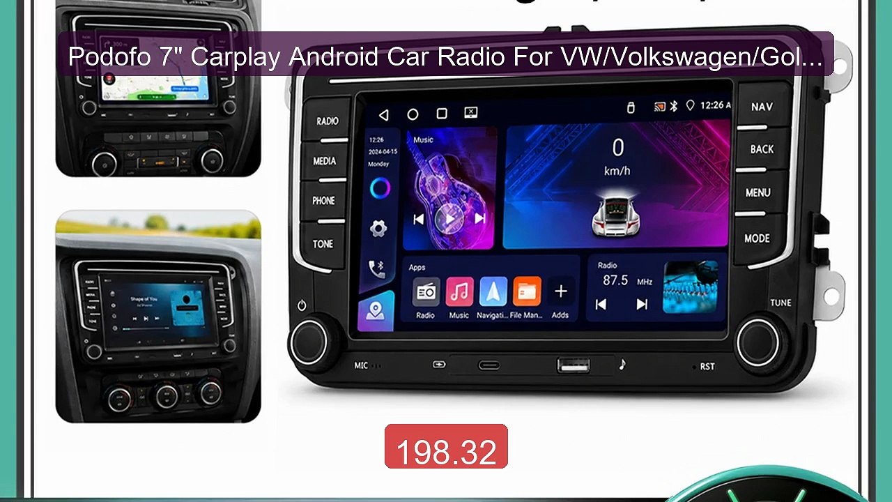 Podofo 7" Carplay Android Car Radio For VW/Volkswagen/Golf/... -- Top Pick 2026 | Unbeatable Price!