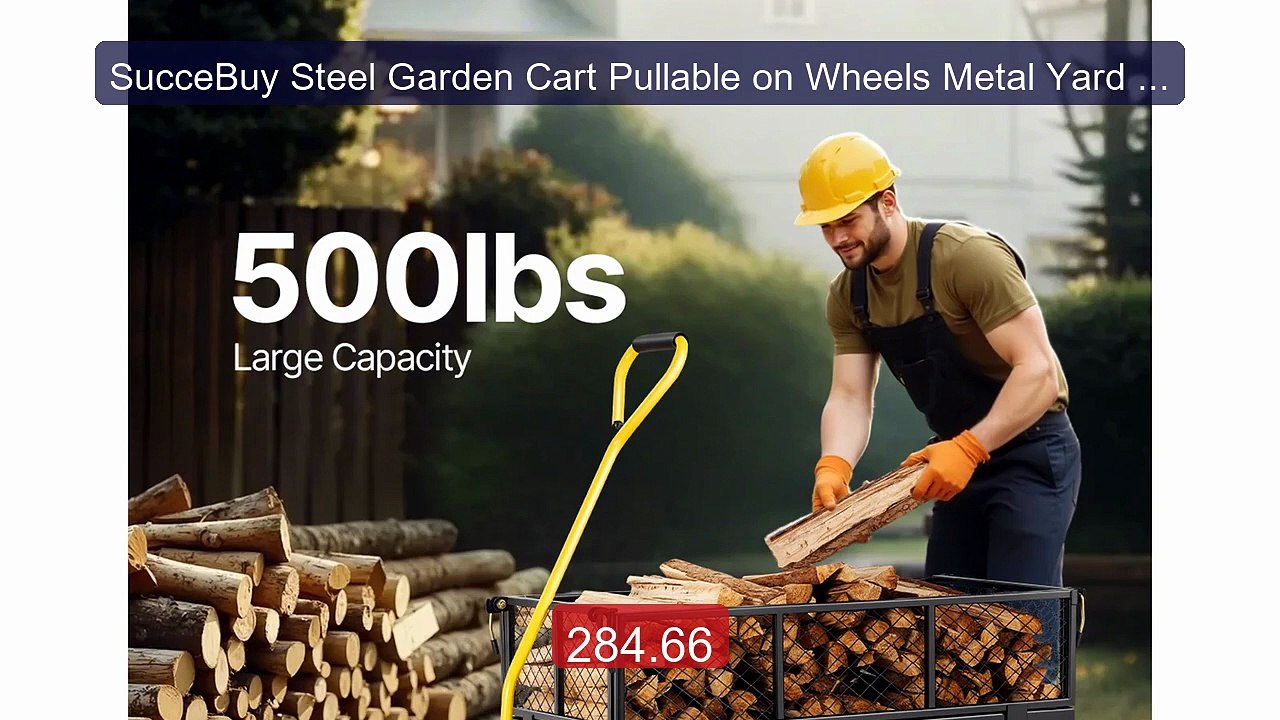 SucceBuy Steel Garden Cart Pullable on Wheels Metal Yard Wa... -- Top Pick 2026 | Unbeatable Price!
