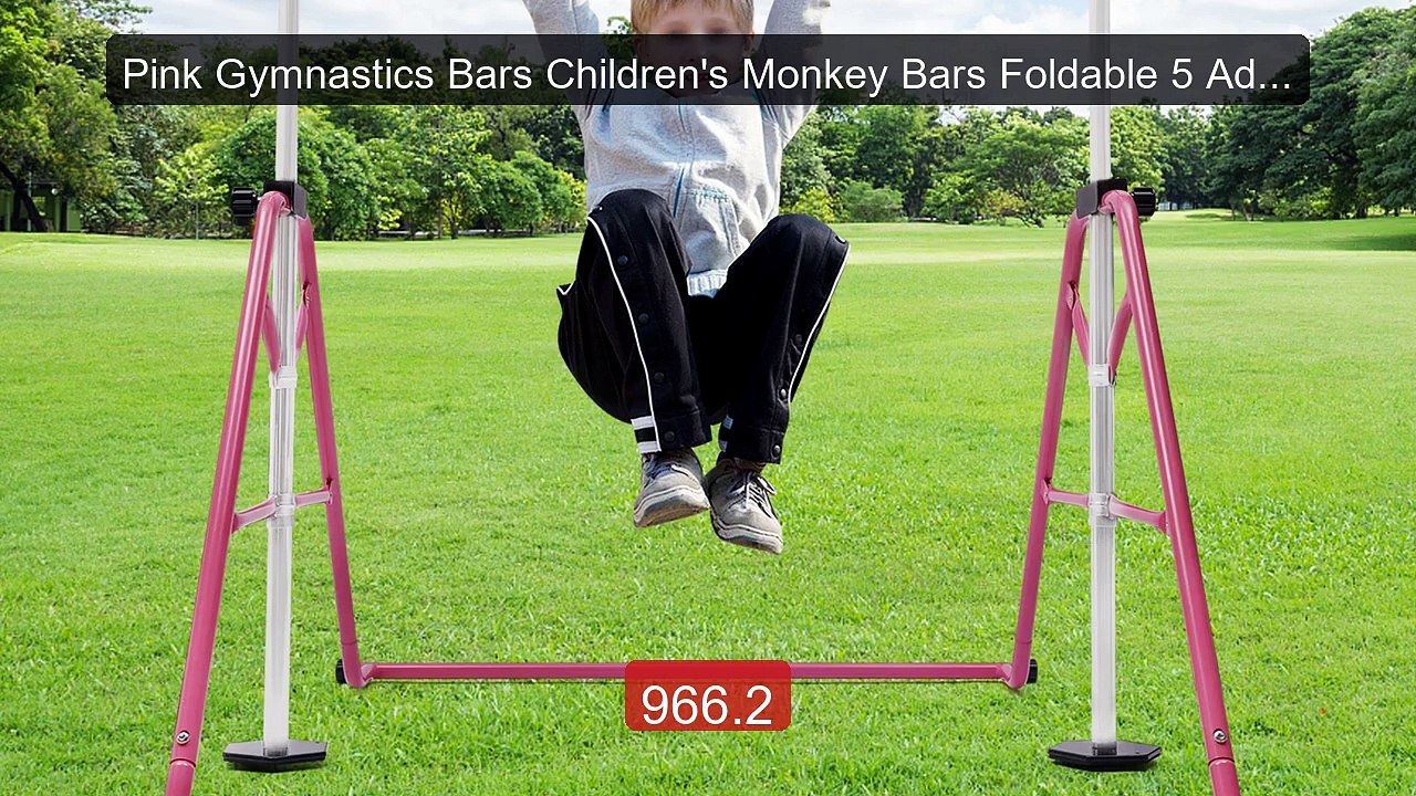 Pink Gymnastics Bars Children's Monkey Bars Foldable 5 Adjustable H... -- Top Rated 2026 | Buy Now!