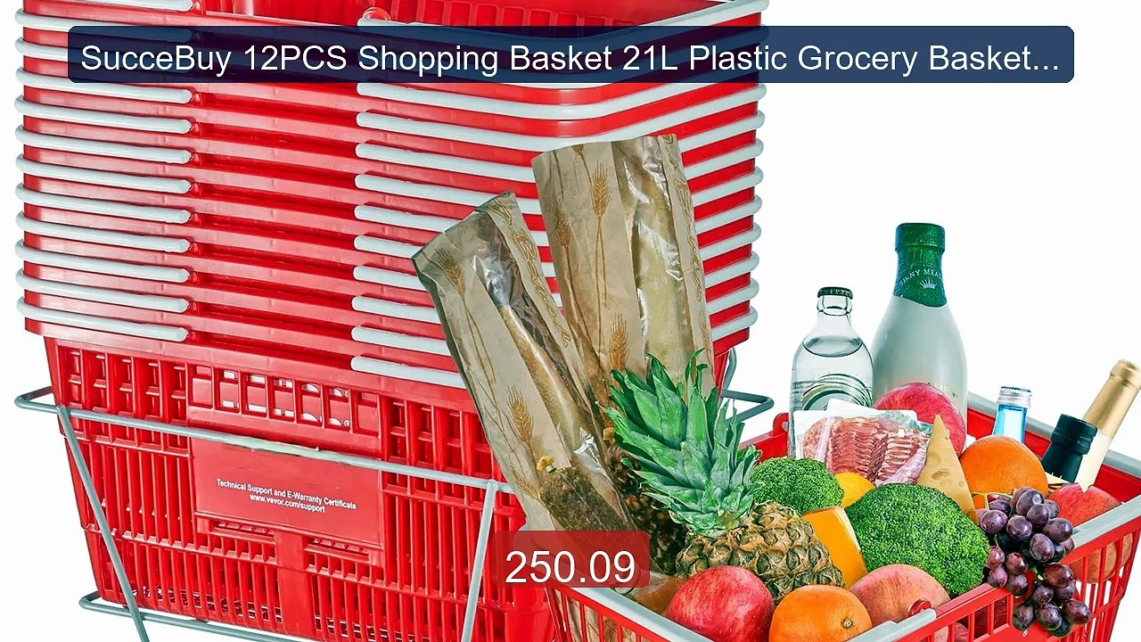 SucceBuy 12PCS Shopping Basket 21L Plastic Grocery Basket with... -- Best Buy 2026 | Great Quality!