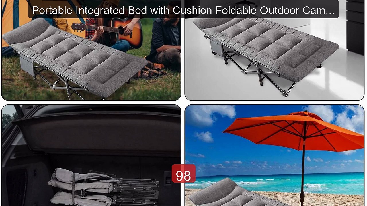 Portable Integrated Bed with Cushion Foldable Outdoor Camping ... -- Best Buy 2026 | Great Quality!