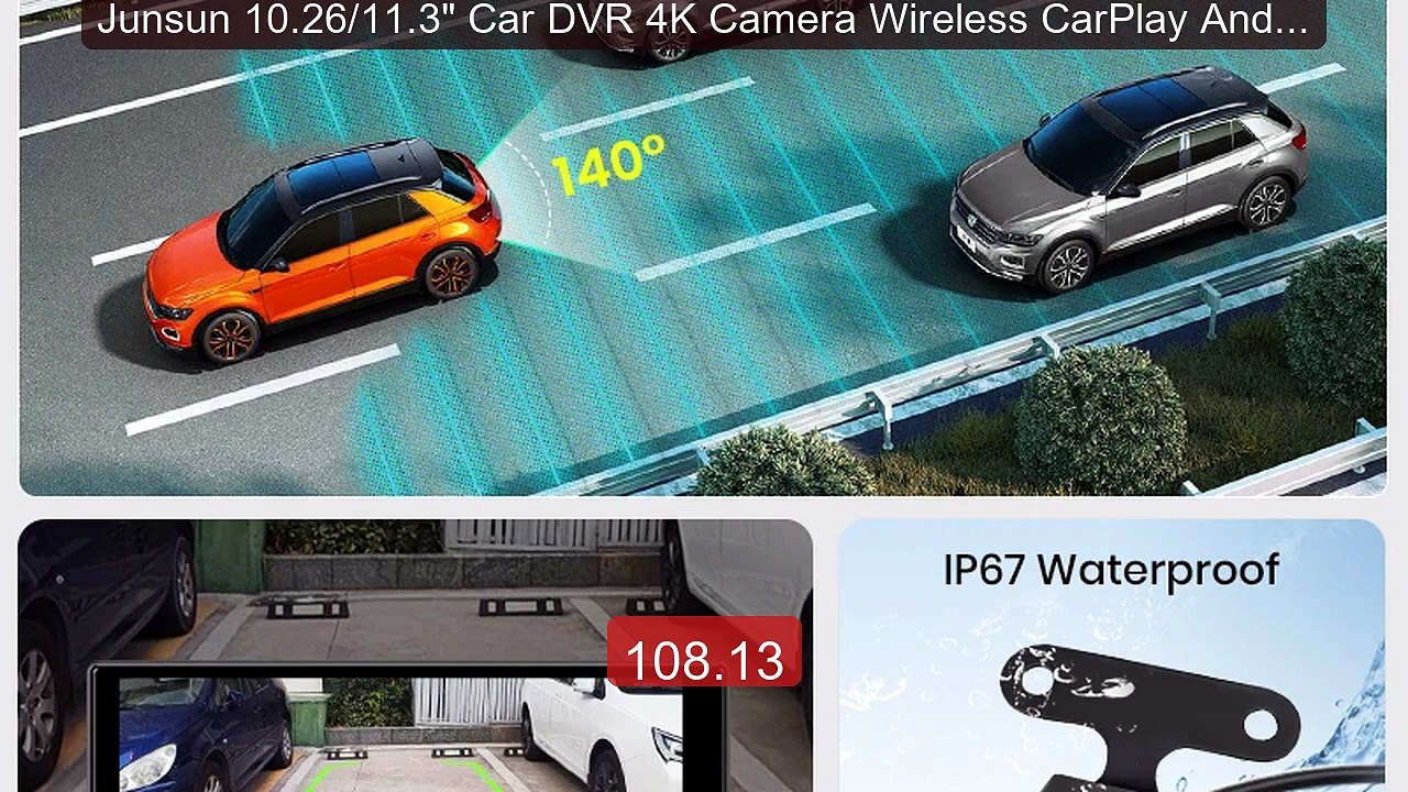 Junsun 10.26/11.3" Car DVR 4K Camera Wireless CarPlay Andro... -- Top Pick 2026 | Unbeatable Price!