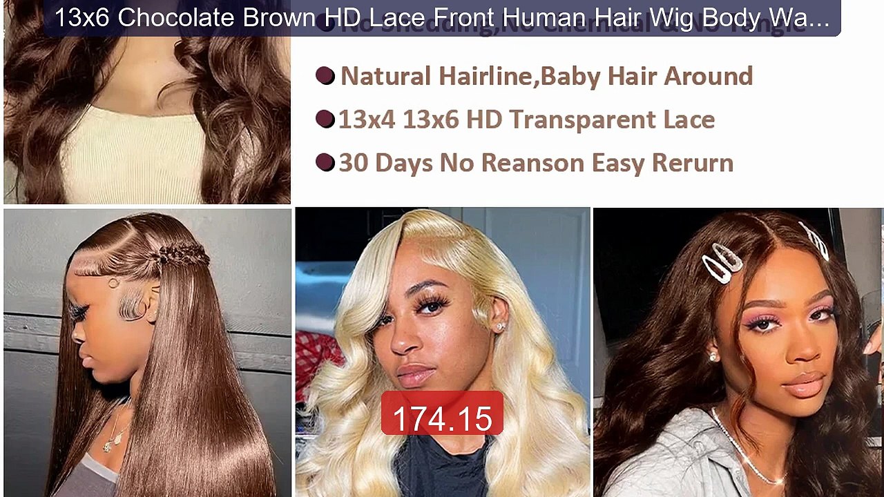 13x6 Chocolate Brown HD Lace Front Human Hair Wig Body Wave Hu... -- Hot Deal 2026 | Limited Offer!