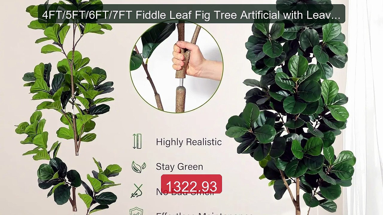 4FT/5FT/6FT/7FT Fiddle Leaf Fig Tree Artificial with Leaves, R... -- Best Buy 2026 | Great Quality!