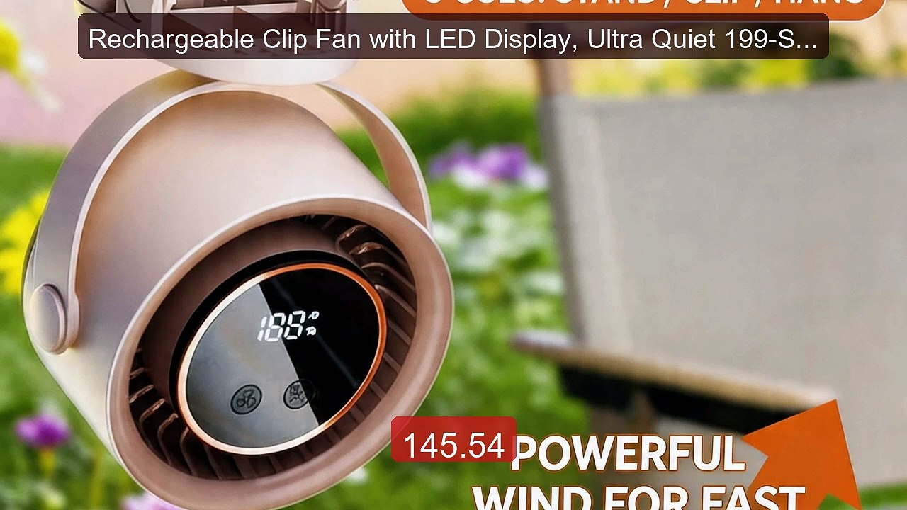 Rechargeable Clip Fan with LED Display, Ultra Quiet 199-Speed Adju... -- Best Deal 2026 | Shop Now!