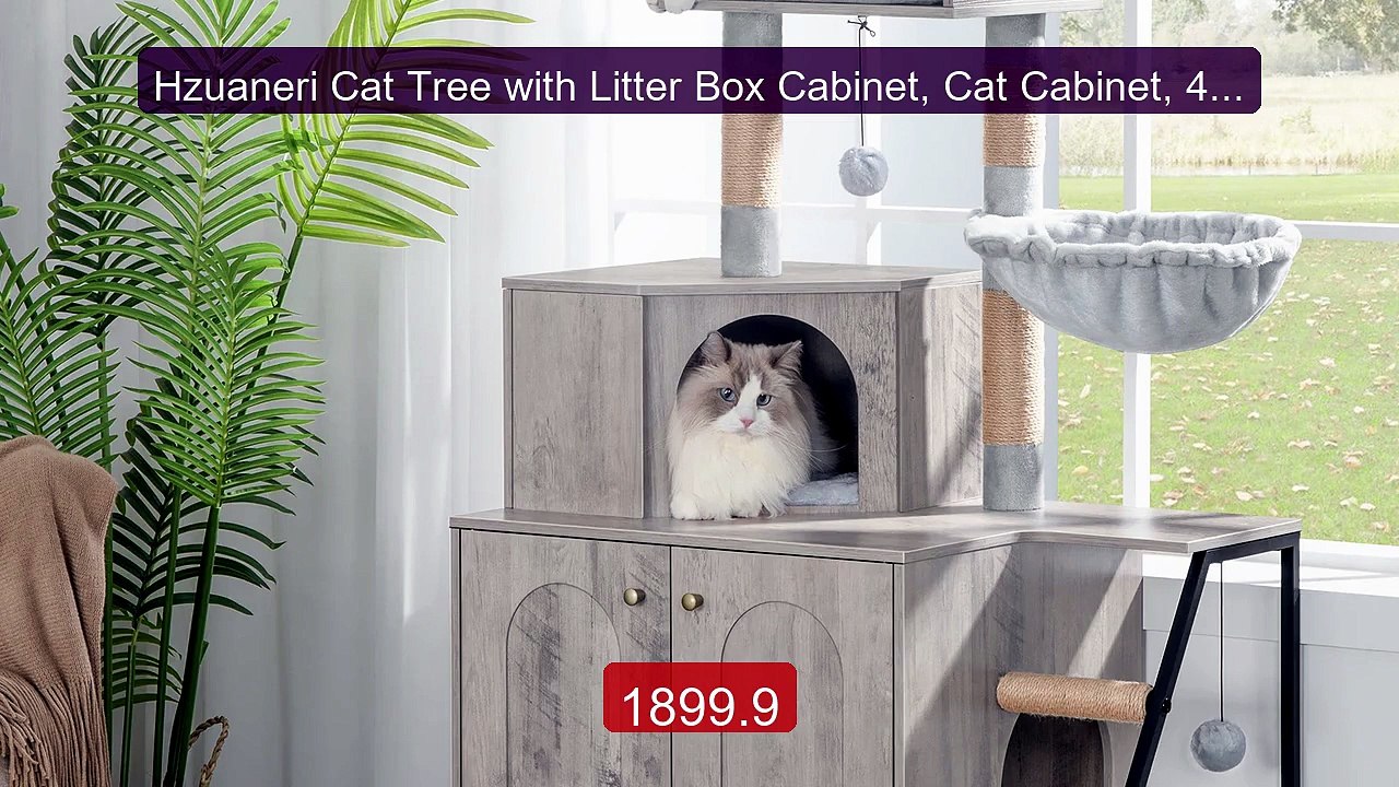 Hzuaneri Cat Tree with Litter Box Cabinet, Cat Cabinet, 4-in-1 Mode... -- Top Rated 2026 | Buy Now!