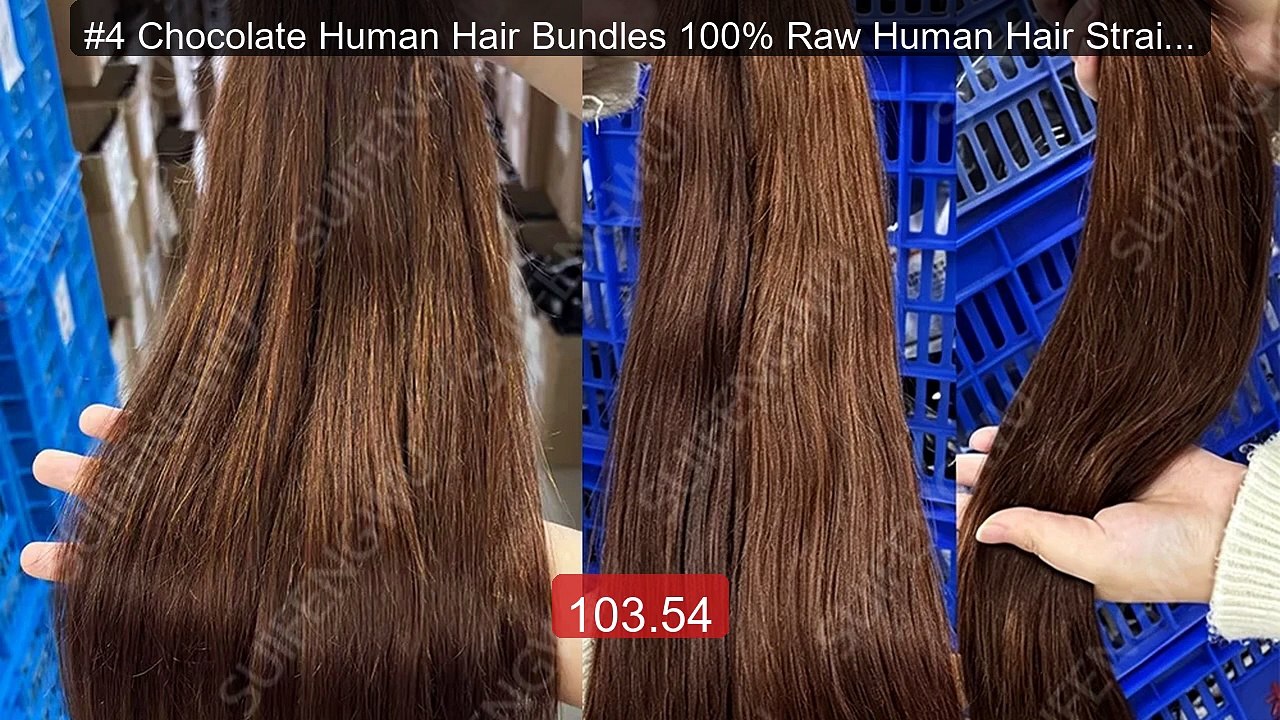 #4 Chocolate Human Hair Bundles 100% Raw Human Hair Straight H... -- Hot Deal 2026 | Limited Offer!